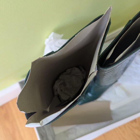 GUESS Faux-Croc leather Boots Forest Green Sz 6 - Picture 8 of 12